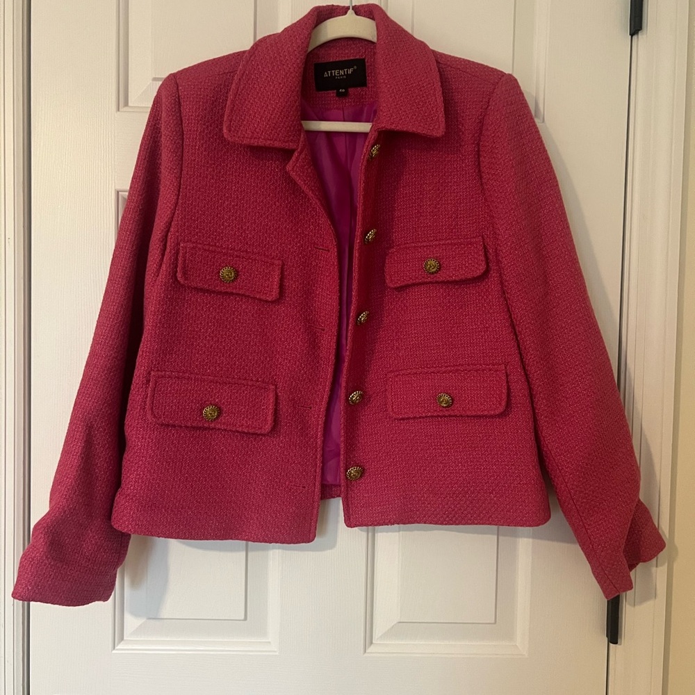 Pink Textured Women's Blazer